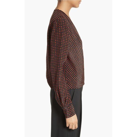 Diane‎ Von Furstenberg Dot Print Silk Drape Front Blouse Size 10 - Picture 4 of 12